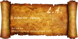 Lederer Anna névjegykártya